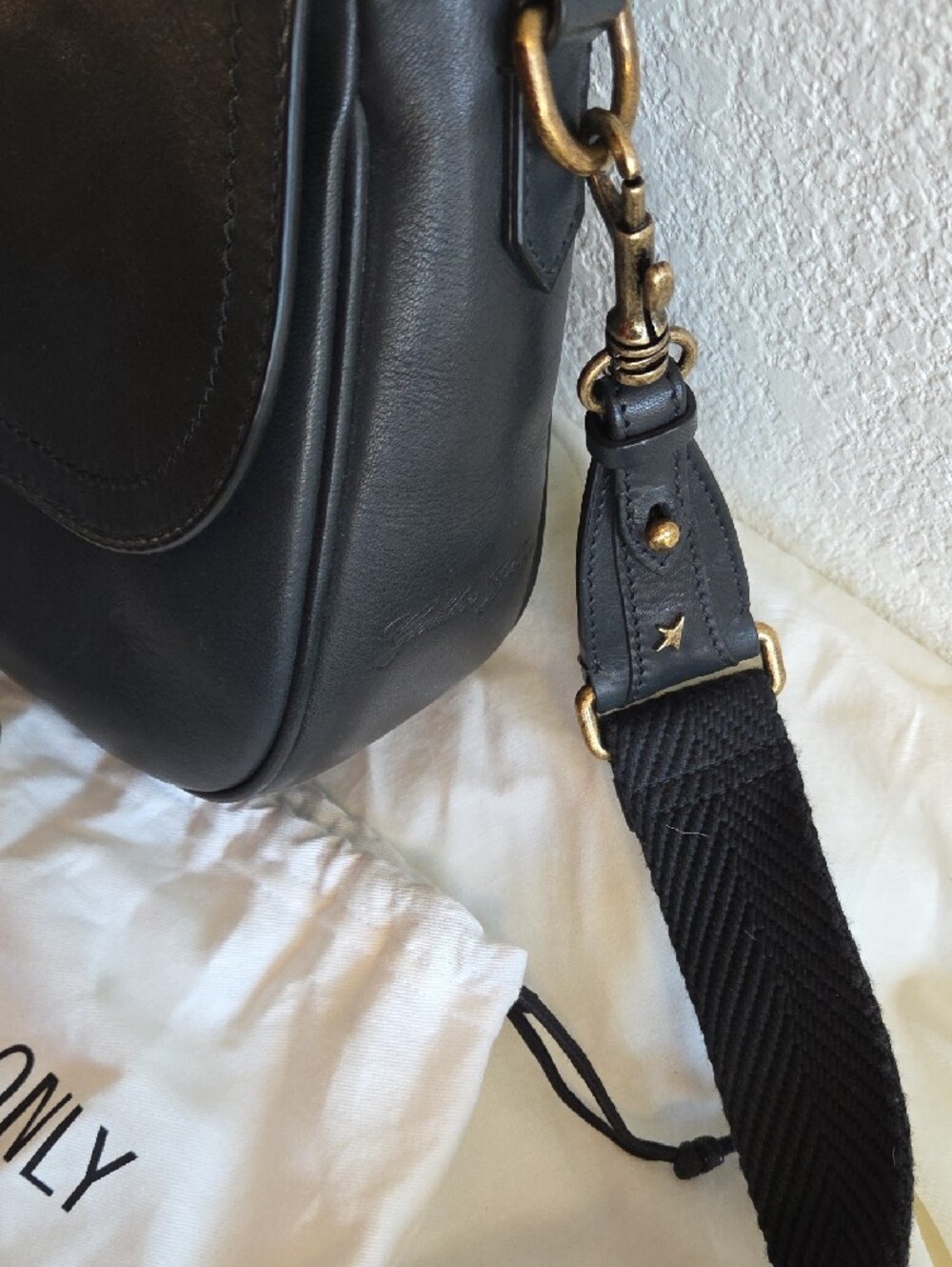Golden Goose Sally Black Leather Crossbody Bag with Gold Buckle - Picture 2 of 10